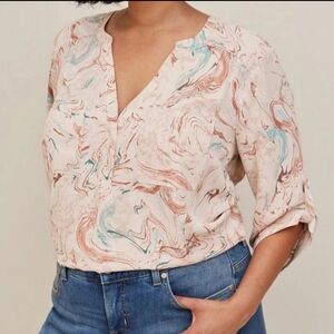 Torrid 5X Harper Crepe de Chine Pullover 3/4 Sleeve Plus Size 5 28 #D10605